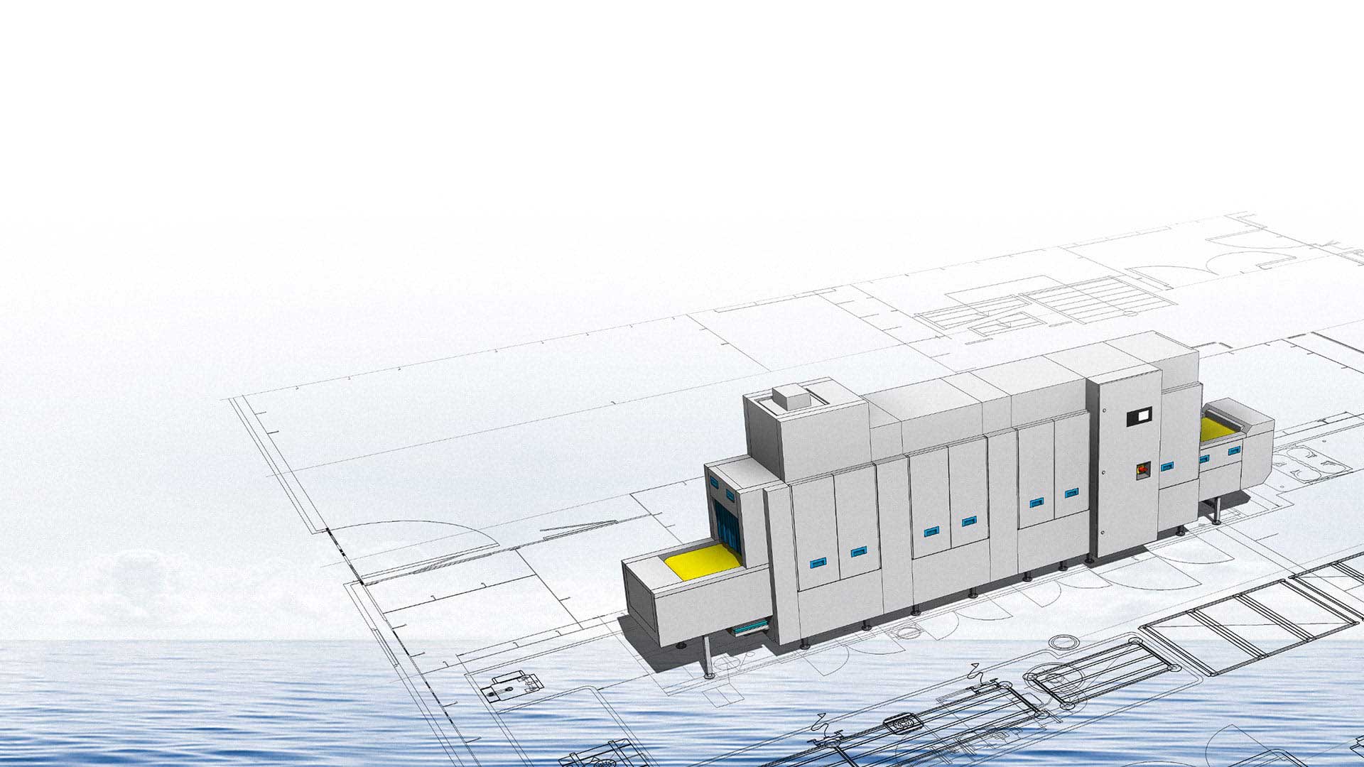 dishwashing machine on a ship dishwashing machine installation