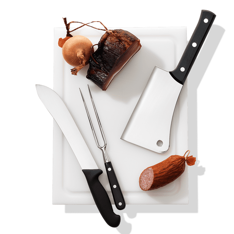 Messer und Schneidebrett Metzger Messer und Schneidebrett