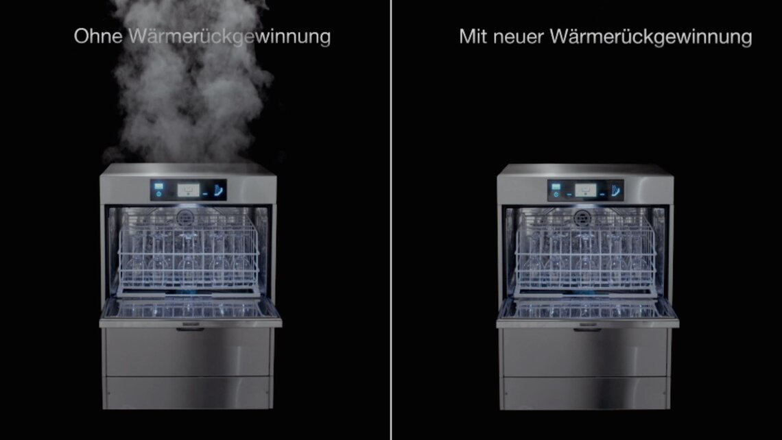 M-iClean U Geschirrspüler. Bis zu 80 % weniger Dampf Geschirrspüler MEIKO M-iClean U Dampfreduktion