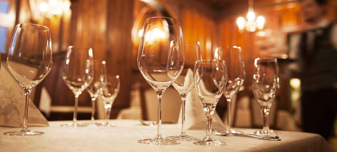 Table set with fine glasses Table set with fine glasses