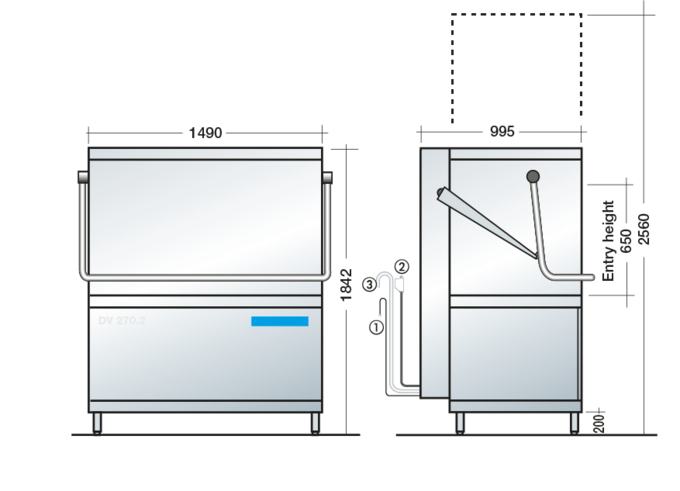 DV 270.2 dimensions EN working height900