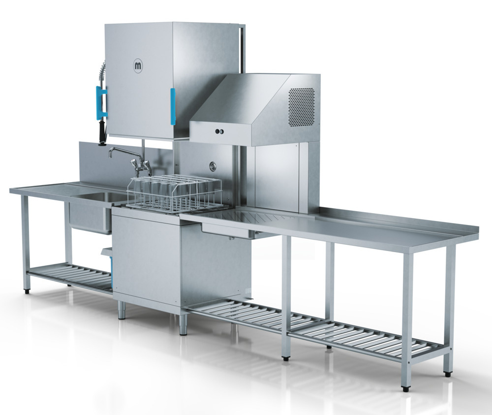 MEIKO M-iClean H doorschuifmachine met QuickDry droogmodule De M-iClean QuickDry wast en droogt herbruikbaar kunststof bekers en verpakkingen