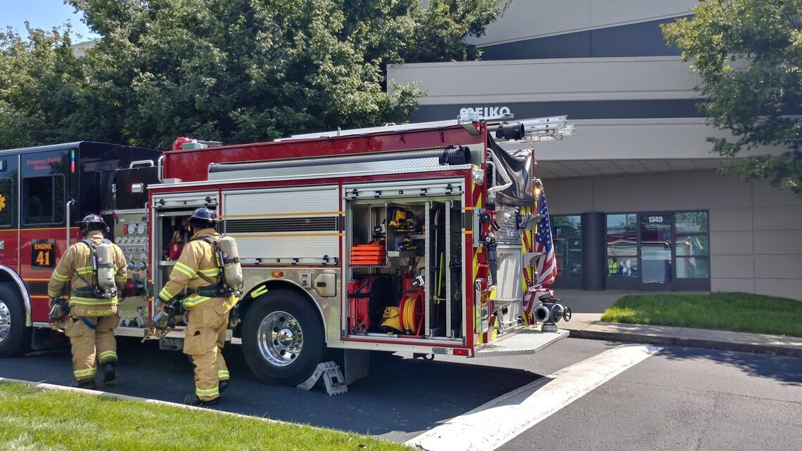 The fire department arrives