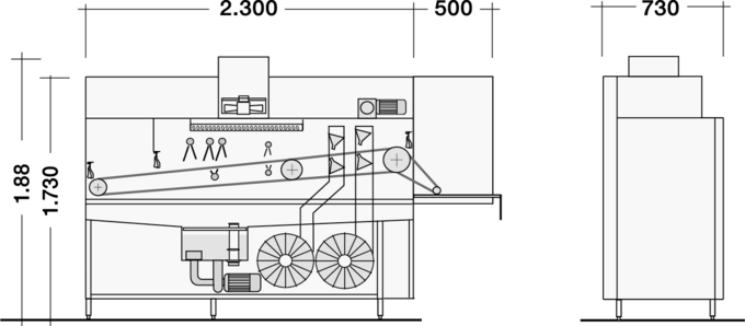 Dessin BTA 240 dimensions Dimensions du système de lavage des conteneurs