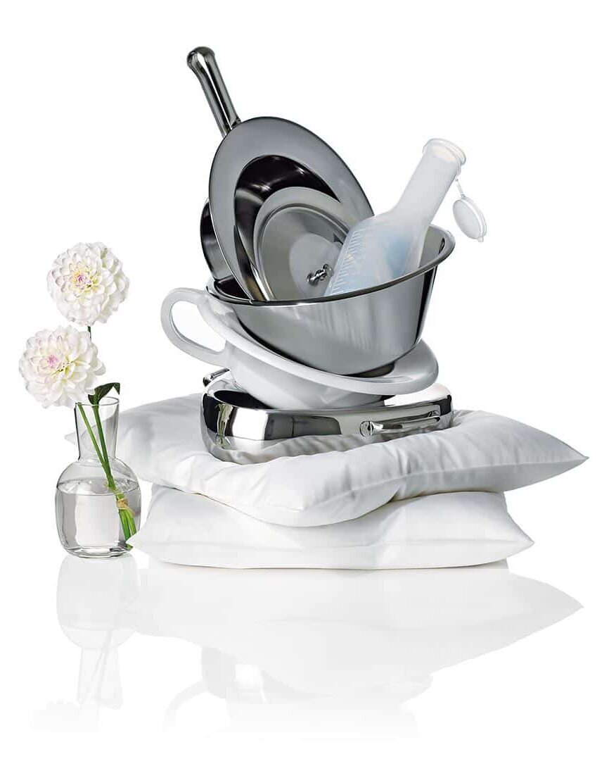 KD bedpan flower stack of utensils for KD