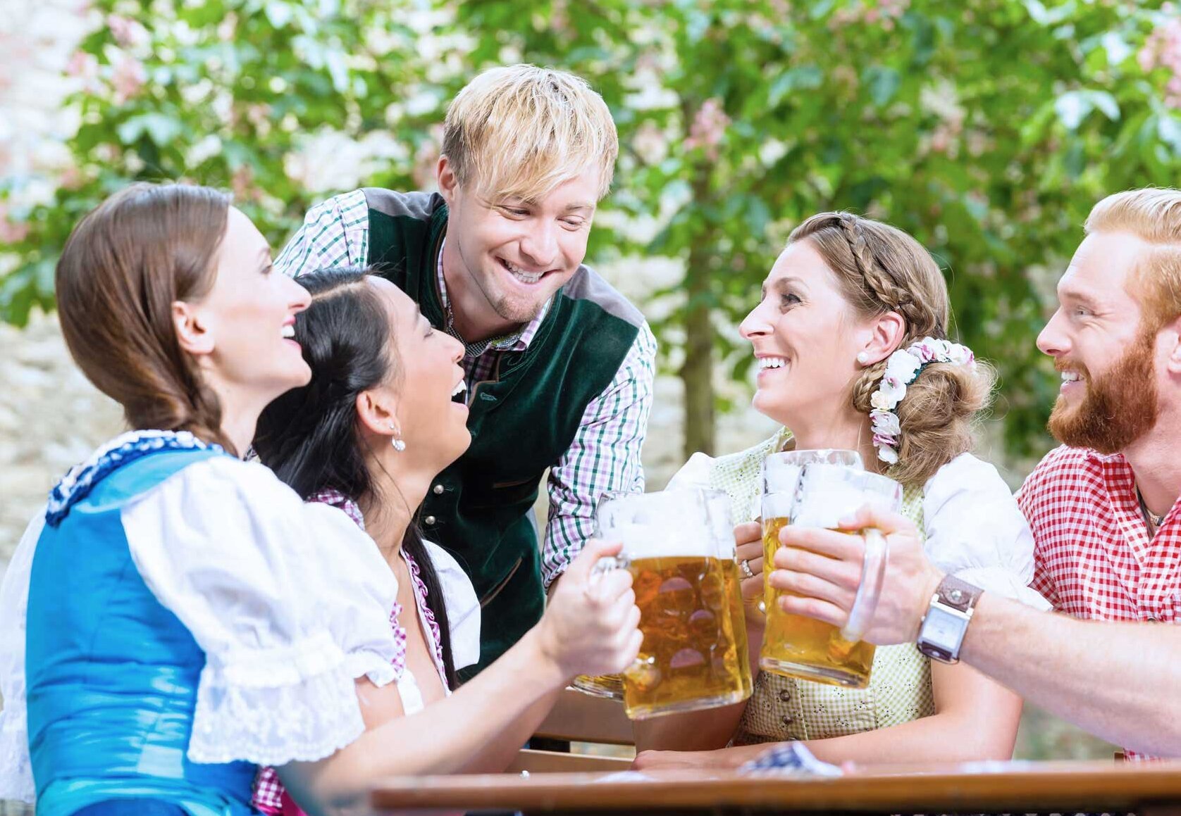 Enjoying beer with friends outside