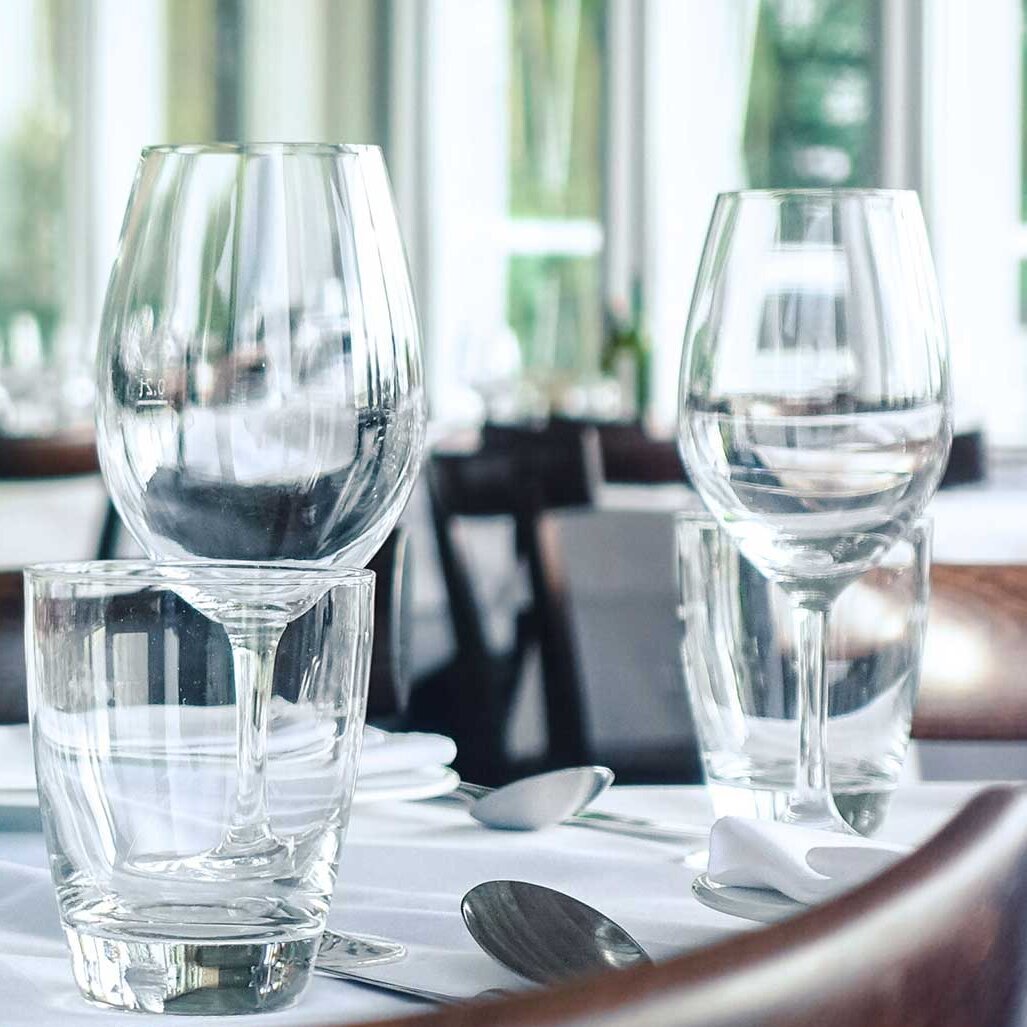 Shiny glasses on a table Shiny glasses on a table