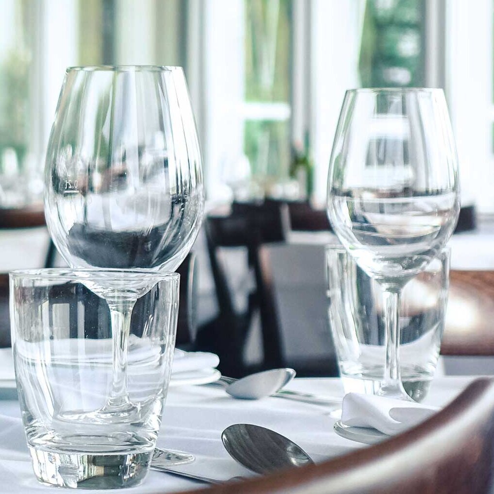 Shiny glasses on a table Shiny glasses on a table