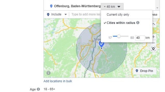 Creare FB Ads: definite il target in base alla posizione