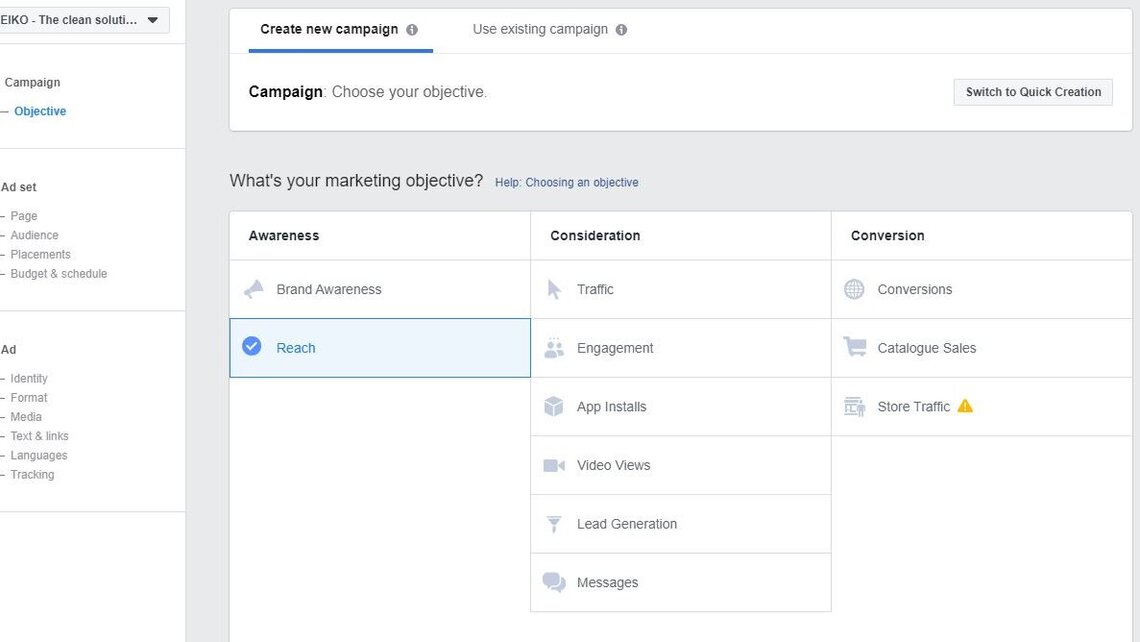 Creare FB Ads: impostate il vostro obiettivo